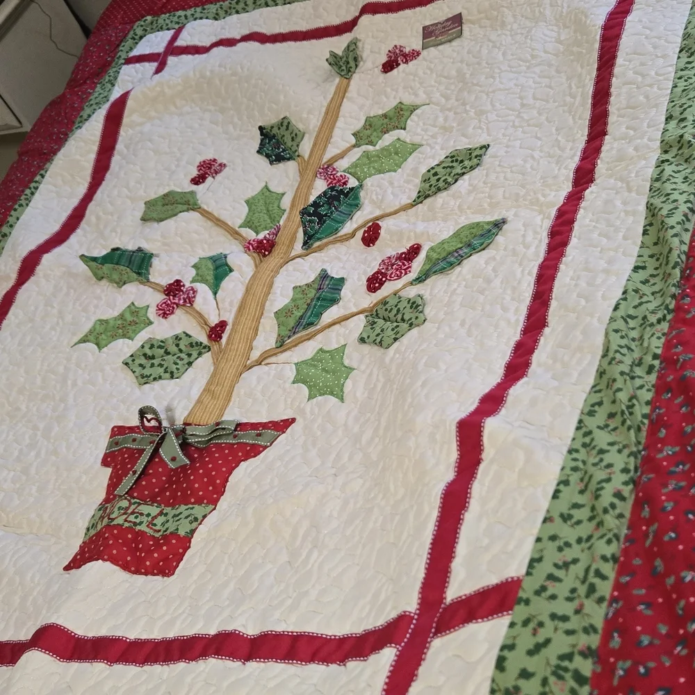 Cracker Barrel Holiday Blanket Throw Lap Quilt NOEL Christmas Tree NEW